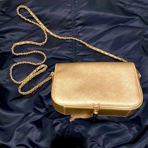 Banana Republic Gold Clutch Purse with over the shoulder chain strap